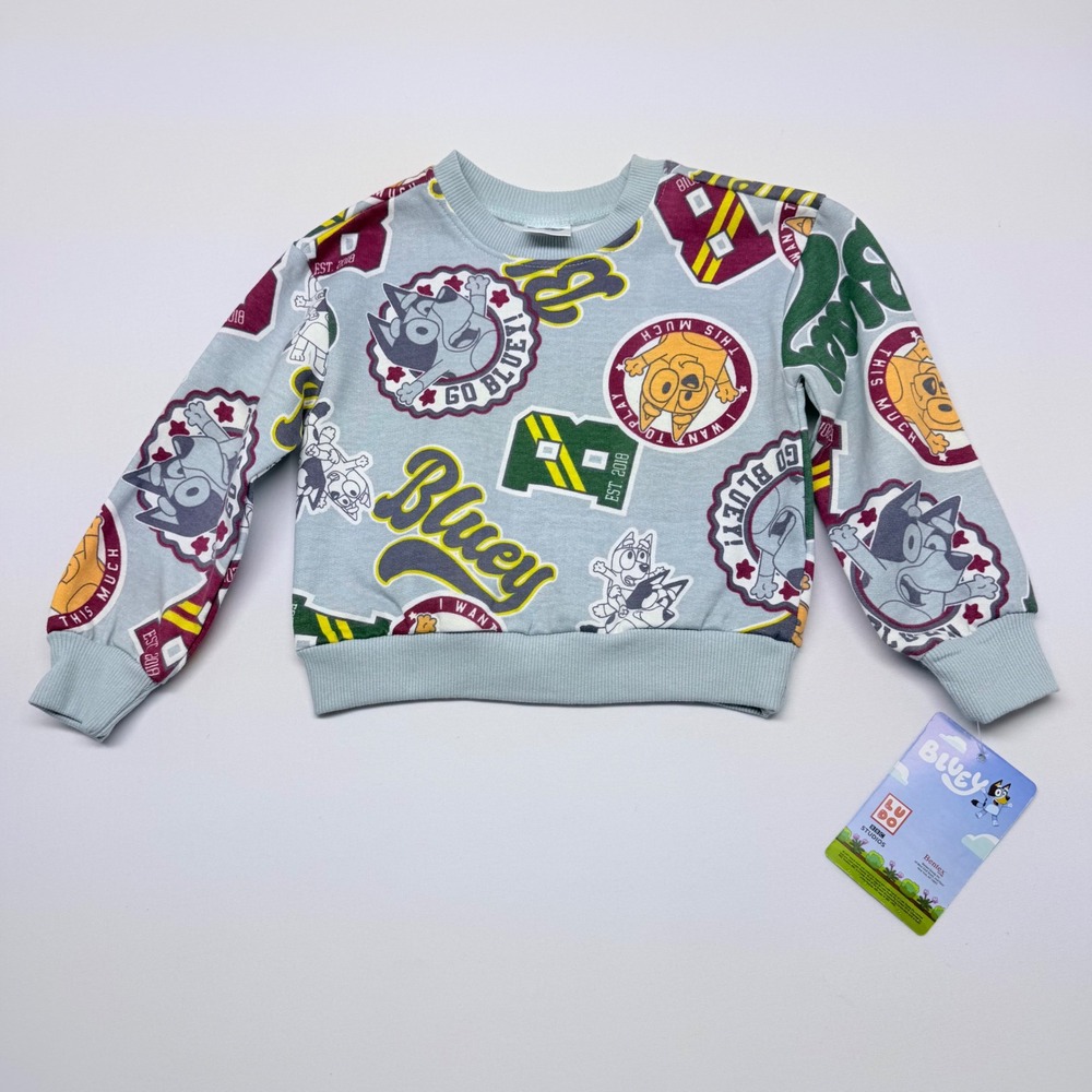 🔴 Bluey Kids Sweatshirt 24M Bluey Characters All Over Print Long Sleeve‎